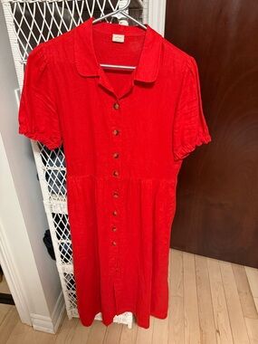 Wilfred Red Button-Front Midi Dress